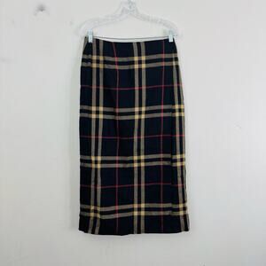 Jones New York Vintage Pure Wool Black And Yellow Plaid Skirt Women’s Size 12